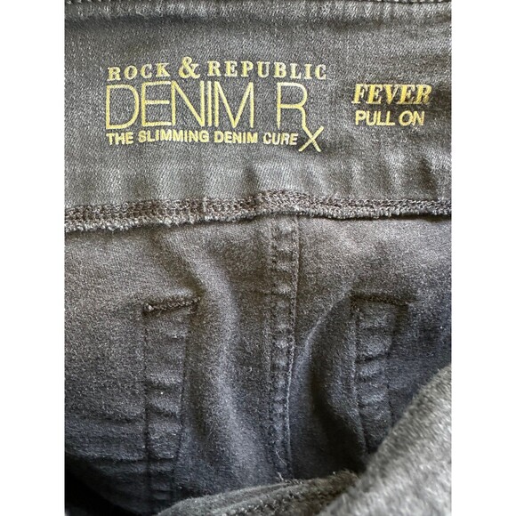 Rock & Republic Slimming Denim Cure Rx Fever Crop Pull On Black Faded Jeans 10 - Picture 7 of 8